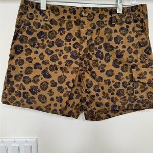 J. Crew Brown Leopard Print Cargo Shorts
